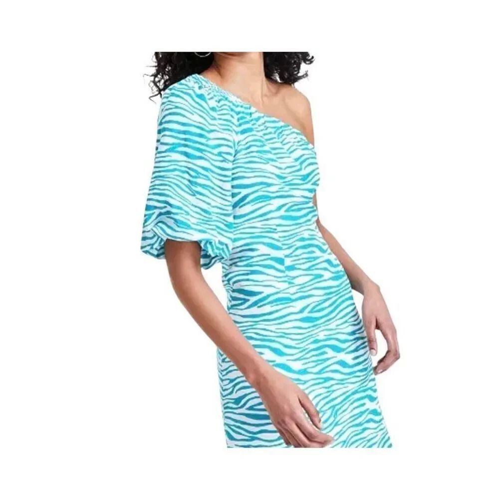 NWT Bar III Woman’s One Shoulder Zebra Print Mini Dress Size Large
